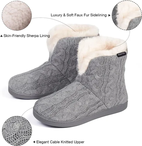 Miniatura 5 de HomeTop Women's Fuzzy Memory Foam Boot Slippers with Indoor Outdoor Rubber Sole