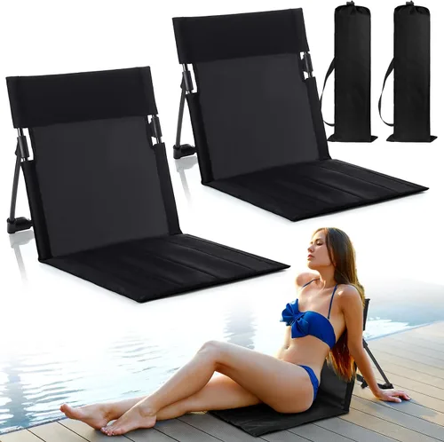 Miniatura 25 de Karenhi Sillas plegables junto a la piscina para borde de la piscina, sillas de playa portátiles con soporte trasero, asientos plegables de piscina