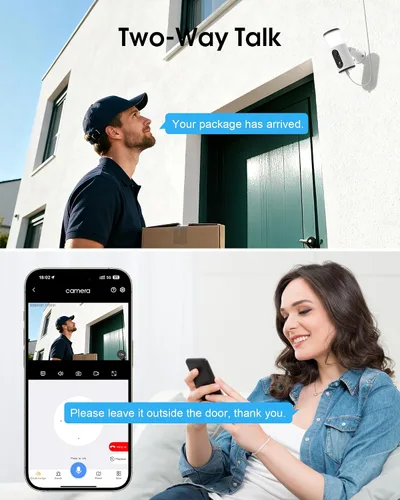 Miniatura 5 de ARCCTV Cámara de reflector con panel solar, cámaras de seguridad alimentadas por batería de 4MP para seguridad del hogar, audio de 2 vías, sensor