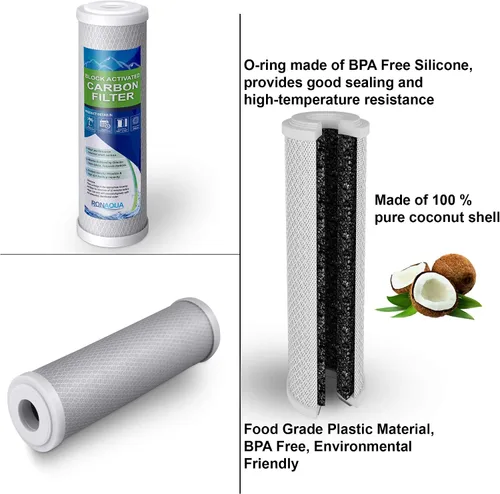 Miniatura 2 de Juego de reemplazo de filtro de ósmosis inversa de 5 etapas, sedimento de 5 micrones, cartuchos de filtro de carbón activado granular y bloque bien