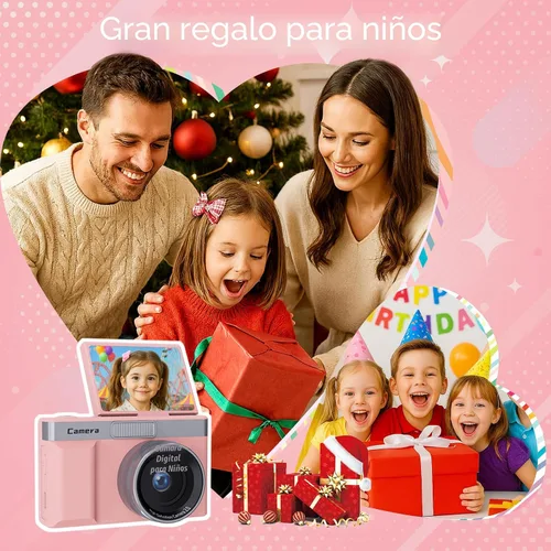 Miniatura 2 de Cámara para niños, cámara digital 1080P de 5MP para niños con pantalla abatible de 180° y tarjeta SD de 32 GB, cámara de juguete retro para niños
