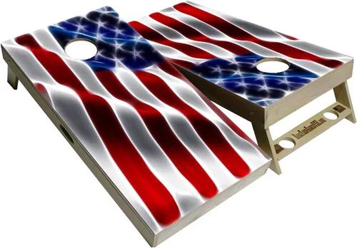 Miniatura 12 de Serie American Flag – Tablas de cornhole prémium con portavasos y un asa, incluye 2 tablas de cornhole regulables de 4 x 2 pies con madera