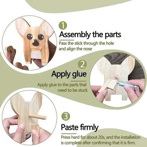 Miniatura 3 de Soporte creativo para lentes de animal, divertido soporte para anteojos para mascotas, lindo soporte de madera hecho a mano para lentes, soporte