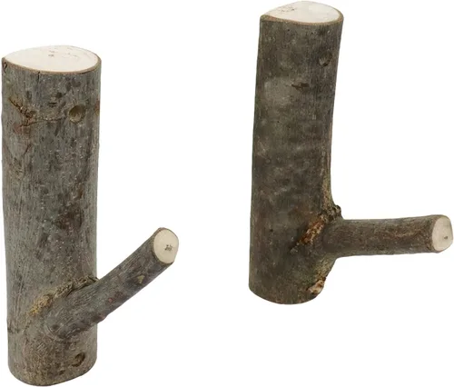 Miniatura 10 de 4 ganchos de pared de madera real con ramas de árbol de granja, rústico decorativo de madera con tronco de corteza de grosor de 0.8 in a 1.2 in