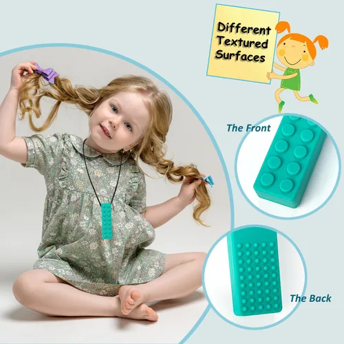 Miniatura 2 de Collares masticables para niños sensoriales, paquete de 7 collares masticables juguetes sensoriales para niños con autismo, ansiedad, TDAH, SPD