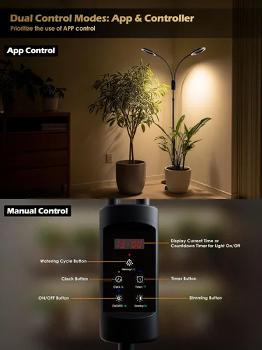 Miniatura 8 de Luces de Crecimiento Inteligentes para Plantas de Interior, 48W Luz de Planta de 2 Cabezales con Temporizador Automático, Luz LED de Crecimiento