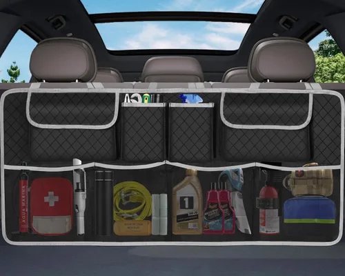 Miniatura 10 de Organizador y almacenamiento para maletero de automóvil, accesorios de almacenamiento colgantes para asiento trasero de gran capacidad, organizador