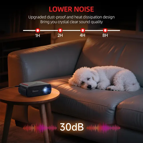 Miniatura 6 de Mini proyector, nativo 1080P 4K compatible con proyector portátil para exteriores, WiFi 6 y Bluetooth 5.4 Porjector de películas, pantalla de espejo