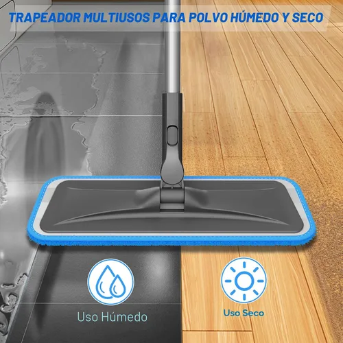Miniatura 6 de Trapeadores de Microfibra para Limpieza de Pisos de Madera Dura - BPAWA Trapeador de Piso Plano con 4 Almohadillas Lavables para Laminado Madera Gris