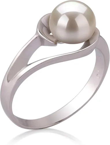 Miniatura 2 de Anillo de perlas cultivadas de plata de ley 925 con calidad AAA de 0.236-0.276in, color blanco claro para mujer, Plata de ley 925