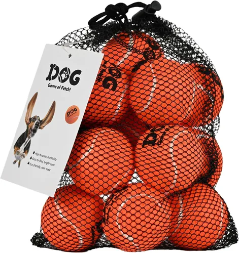 Miniatura 13 de AMA SPORT Pelotas de tenis chirriantes para perros, paquete de 12 pelotas de tenis chirriantes de 2.5 pulgadas para cachorros, juguetes para perros