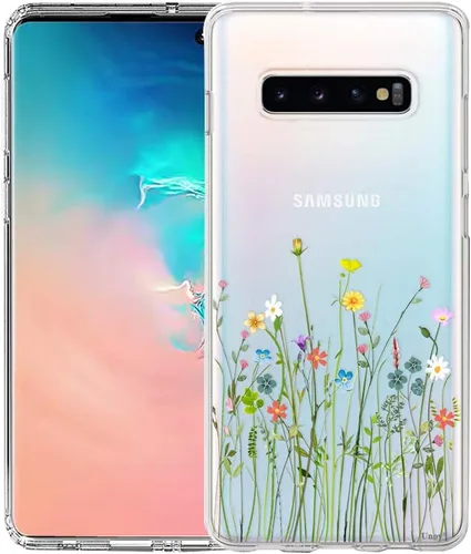 Miniatura 14 de Unov Funda para Galaxy S10, transparente con diseño, ajuste delgado, buen agarre, funda de teléfono en relieve, cubierta protectora a prueba