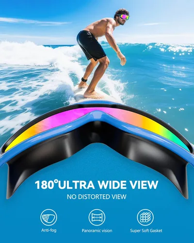 Miniatura 5 de Aegend - Nuevas gafas de natación de visión amplia para adultos, con protección antiniebla/UV, sin fugas, con tapones para los oídos para hombres