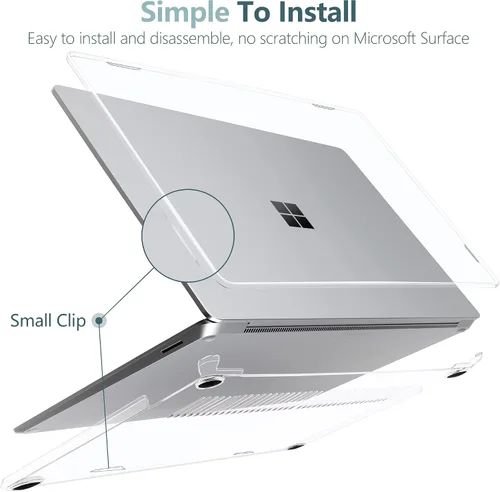 Miniatura 4 de TWOLSKOO Funda para portátil Microsoft Surface de 13.5" 5/4/3 con reposamanos de metal modelo 1951/1868, carcasa rígida de plástico protector