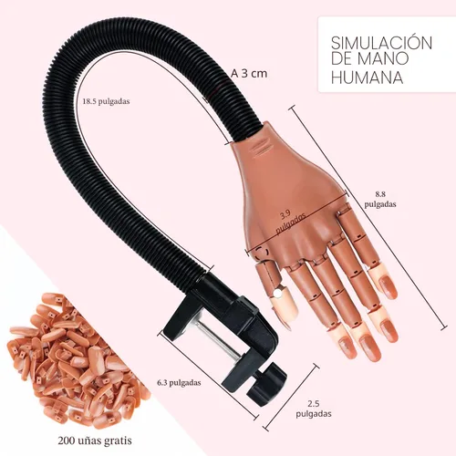 Miniatura 4 de Saviland Mano de práctica para uñas acrílicas, manos falsas móviles flexibles, kit de mano de entrenamiento de manicura para principiantes, mano