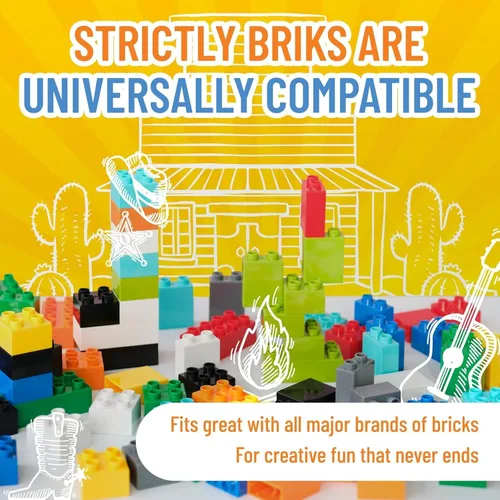 Miniatura 4 de Strictly Briks - Big Briks Set, juego de 108 piezas, 10 colores divertidos, bloques de construcción grandes para edades de 3 años en adelante