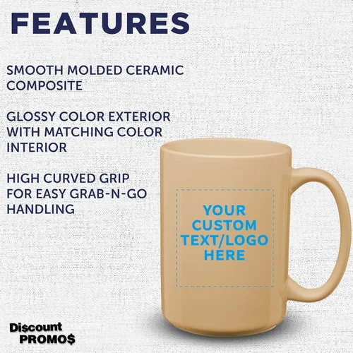 Miniatura 3 de DISCOUNT PROMOS Tazas de café de cerámica grandes personalizadas de 15 onzas, juego de 10/50/100, paquete personalizado a granel, perfecto