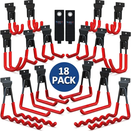 Miniatura 20 de 3-H, accesorios para pared de listones de 18 piezas, ganchos y perchas de pared de listones de múltiples tamaños, pared de listones resistente