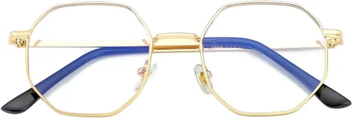 Miniatura 2 de JOVAKIT Gafas de bloqueo de luz azul con forma de polígono para mujeres y hombres, estilo vintage, octagonales cuadradas, sin prescripción, gafas