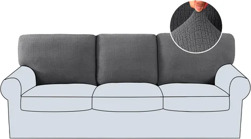 Miniatura 31 de H.Versailtex 2025 Fundas de sofá Jacquard para sofá de 3 cojines, 1 pieza de fundas elásticas para sofá, protector de muebles antideslizante, suave