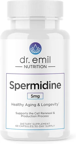 DR. EMIL NUTRITION Suplementos de espermidina de 5 mg para hombres y mujeres | Suplemento para el envejecimiento | Espermidina pura 3HCL y tiamina