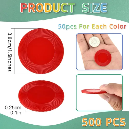 Miniatura 2 de Coopay 250 fichas de póquer de plástico de 1.5 pulgadas, 10 colores, fichas de juego de cartas de póquer, contadores de aprendizaje a granel, discos