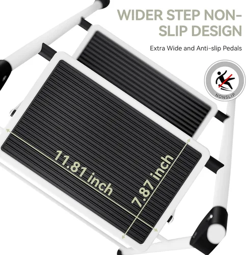 Miniatura 2 de KINGRACK Escalera plegable de 3 escalones con pedal antideslizante y ancho, portátil, plegable, alta y resistente con asa para el hogar, cocina