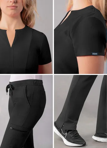 Miniatura 4 de Adar Addition Go-Higher - Juego de uniforme quirúrgico para mujer, camiseta con muescas y cuello en V, pantalones cargo quirúrgicos y ajustados