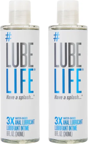 LUBELIFE - Lubricante anal 3X, paquete de 2 unidades de 8 onzas, lubricante personal extra grueso a base de agua para hombres, mujeres y parejas,