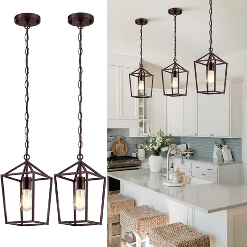 Miniatura 11 de Sheetea Paquete de 2 luces colgantes doradas para isla de cocina, modernas luminarias colgantes de mediados de siglo lámpara colgante para cocina
