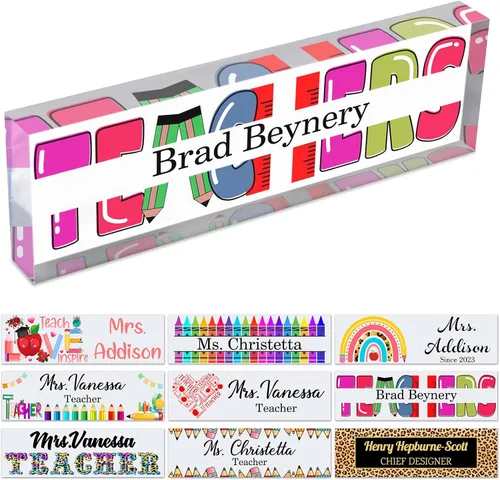 Miniatura 23 de Placa de nombre personalizada para escritorio de profesor para aula, placa de identificación personalizada para escritorios, placa de escritorio