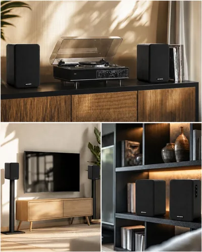 Miniatura 6 de Altavoces activos para estantería de 36 W RMS - Altavoz inalámbrico BT 5.4 con woofer de 5 pulgadas, altavoces de PC de cúpula de seda, monitores