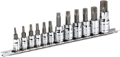 Miniatura 10 de Powerbuilt 640049 - Juego de 6 llaves de vaso Torx de 1/4 pulgadas, T10 T15 T20 T25 T27 T30, brocas S2 y enchufes de cromo-vanadio, estante