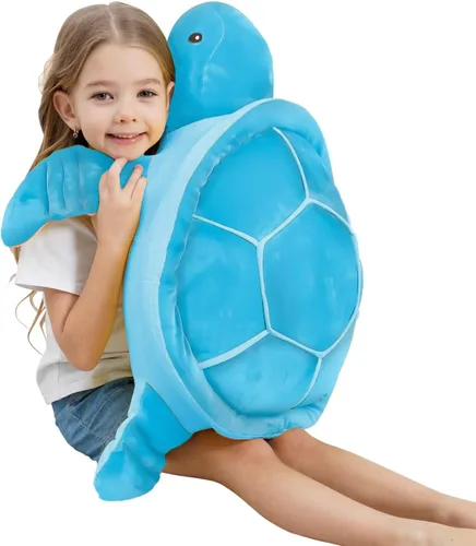 Miniatura 3 de Dalmao - Animales de peluche de tortuga marina de 28'' gigantes y suaves, gran almohada de tortuga azul oceánica de peluche, peluches de regalo