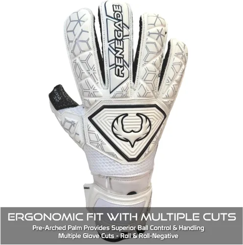 Miniatura 5 de Guantes de portero Renegade GK Triton con protección antimicrobiana (tallas 5-11, 3 estilos, nivel 2) Protectores de dedos Pro-Tek y Super Agarre