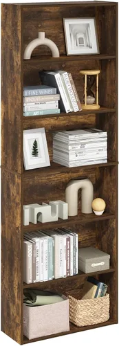 Miniatura 21 de Furinno GEHRY - Estantería para libros, 5 niveles, con estantes ajustables, 11.6 x 24.8 x 71.4 pulgadas, para oficina en casa, sala de estar, roble