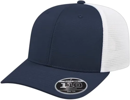 Miniatura 131 de Cap America i8502 Flexfit 110 Premium - Gorra de camionero de perfil medio con 6 paneles de malla trasera con protección UV y cierre ajustable Azul