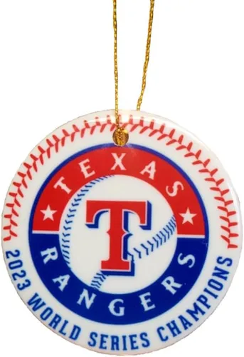 Adorno navideño de cerámica de Texas, campeones de la Serie Mundial 2023, listo para enviar