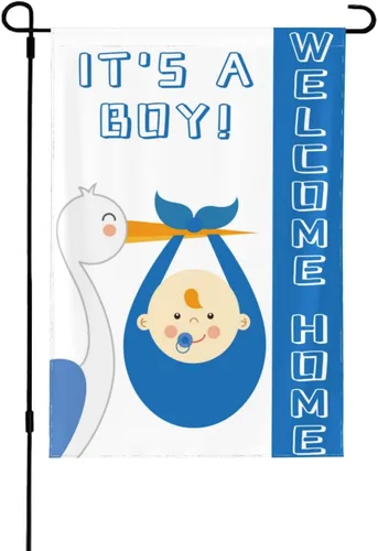 Miniatura 12 de Bandera de bienvenida para el jardín del bebé, cigüeña, baby shower, fiesta familiar, recién nacido, bandera de revelación de género, letrero