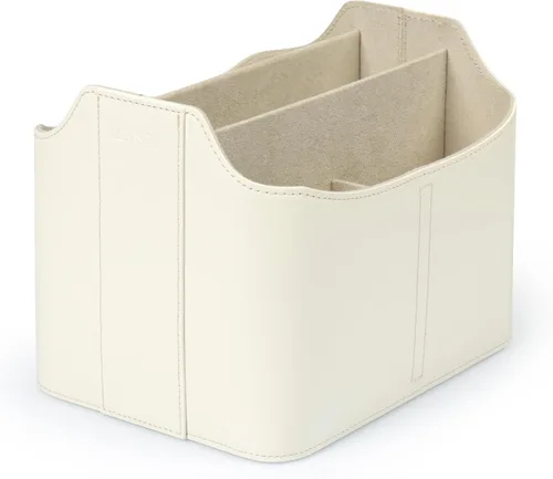 Miniatura 13 de Londo soporte para control remoto de cuero PU, organizador de escritorio para suministros de oficina con ranura para tableta, cepillo de maquillaje