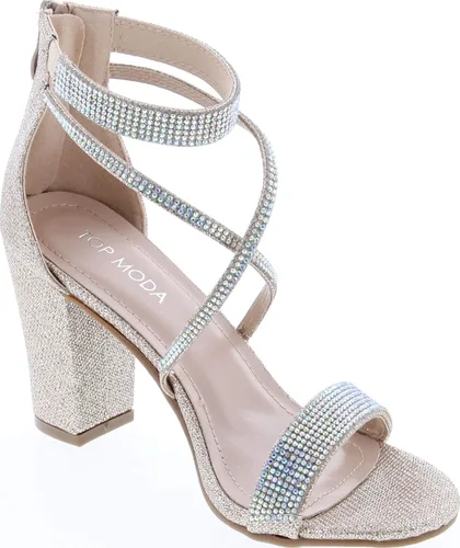 Miniatura 7 de TOP Moda - Sandalias de tacón alto con correa de tobillo y puntera abierta