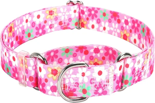 Miniatura 11 de Collar Martingale para perros, ajustable, de nailon suave, con diseño de bosque, para perros pequeños, medianos y grandes, collar de entrenamiento 3