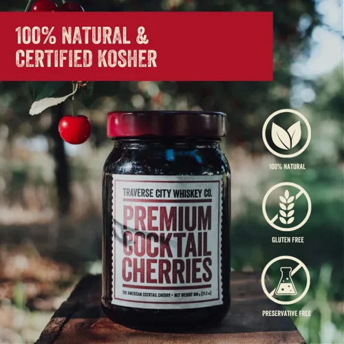 Miniatura 4 de TRAVERSE CITY WHISKEY CO. Cerezas de cóctel premium (600g/21.2oz) Paquete de 2 Para cócteles y postres Todas americanas, naturales, certificadas