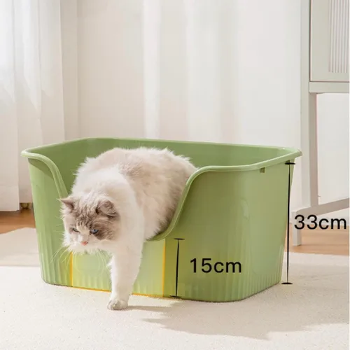Miniatura 2 de Caja de Arena Extra Grande con Lados Altos 25.27" L x 17.83" A x 13.11" Al, Anti-Salpicaduras, Ensamblaje Sin Herramientas, Caja de Arena para Gris