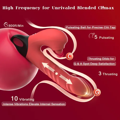 Miniatura 2 de Consolador vibratorio de empuje, vibrador 3 en 1 femenino para punto G con estimulador de clítoris, juguetes sexuales para mujeres y adultos, 3