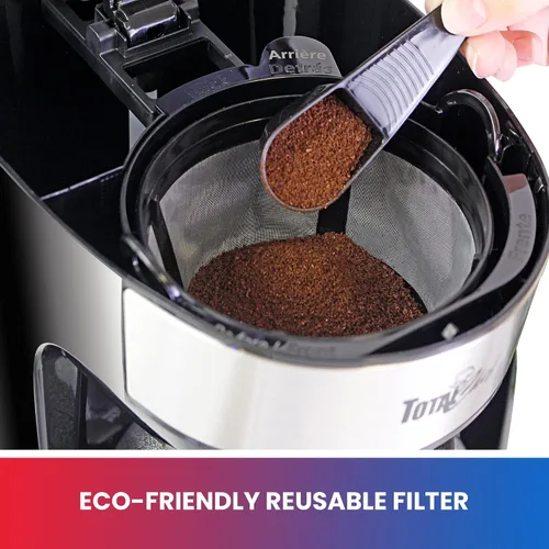 Miniatura 4 de Total Chef Cafetera de goteo – Cafetera programable de 12 tazas con olla de cristal, pausa y vertido, apagado automático, depósito de agua grande