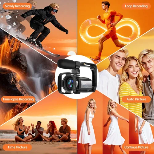 Miniatura 8 de Videocámara 4K60FPS 48MP Vlogging Cámara para YouTube 3.0" Pantalla táctil 16X Zoom Digital WiFi IR Visión Nocturna con 2 Baterías Micrófono Estéreo
