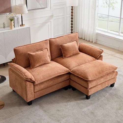 Miniatura 87 de Oprisen Sofá Seccional Modular, Cómodo Cloud Couch Sofá Seccional, Sofá Cama de Chenilla con Asiento Profundo con Almohadas Decorativas para Sala