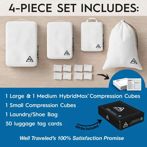Miniatura 2 de Cubos y bolsas de embalaje de compresión de lujo de 84 piezas para viajes, maximiza el espacio en el equipaje con diseño de doble capacidad