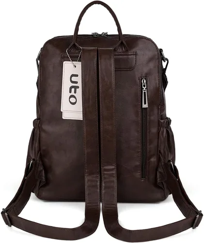 Miniatura 7 de UTO Mochila de cuero vegano para mujer, diseño de moda, convertible con borla, para viajes, con borla